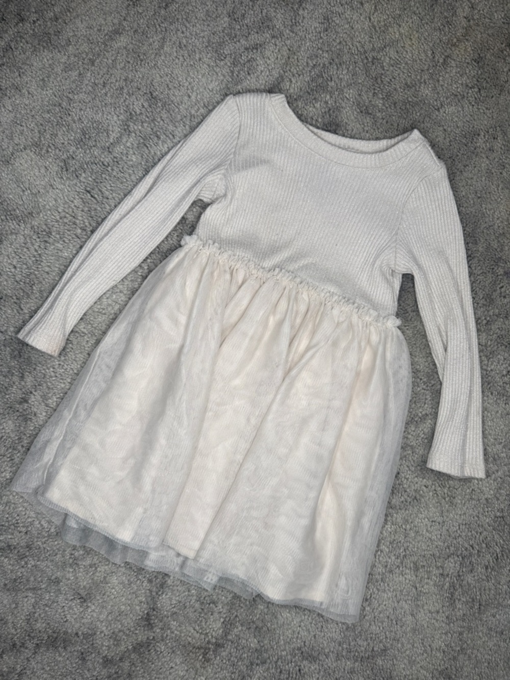 Cat & Jack Ivory Knit Bodice with Tulle Skirt Girls Dress